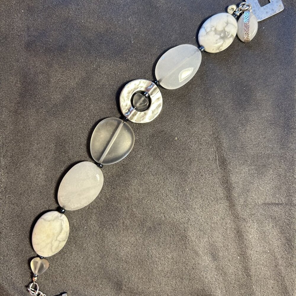 SILPADA Sterling White Jade Howlite Toggle Bracelet #B1946